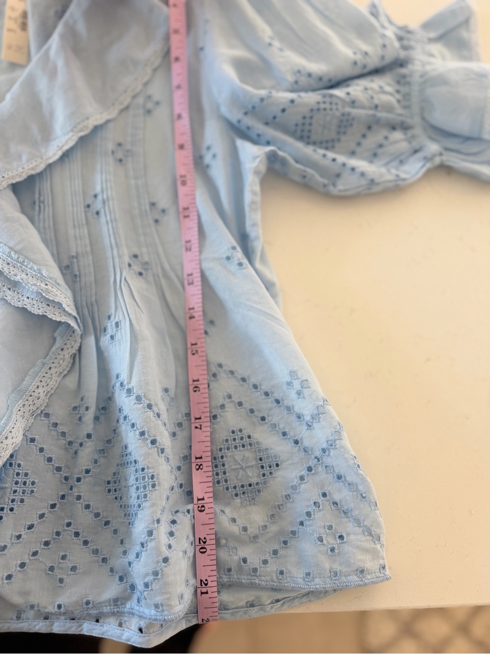 Madewell Blue Pintuck Ruffle Puff Sleeve Top M NWT - Picture 8 of 9
